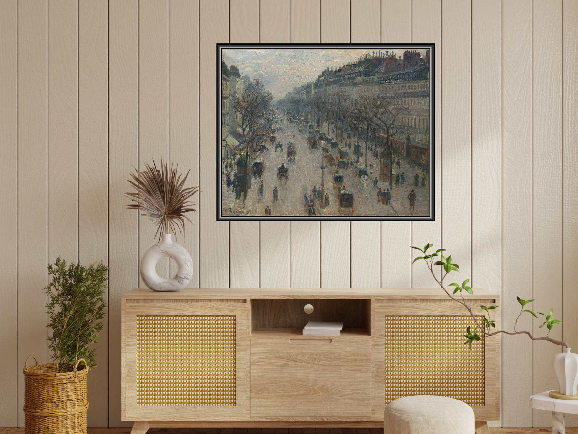 Der Boulevard Montmartre an einem Wintermorgen | Camille Pissarro