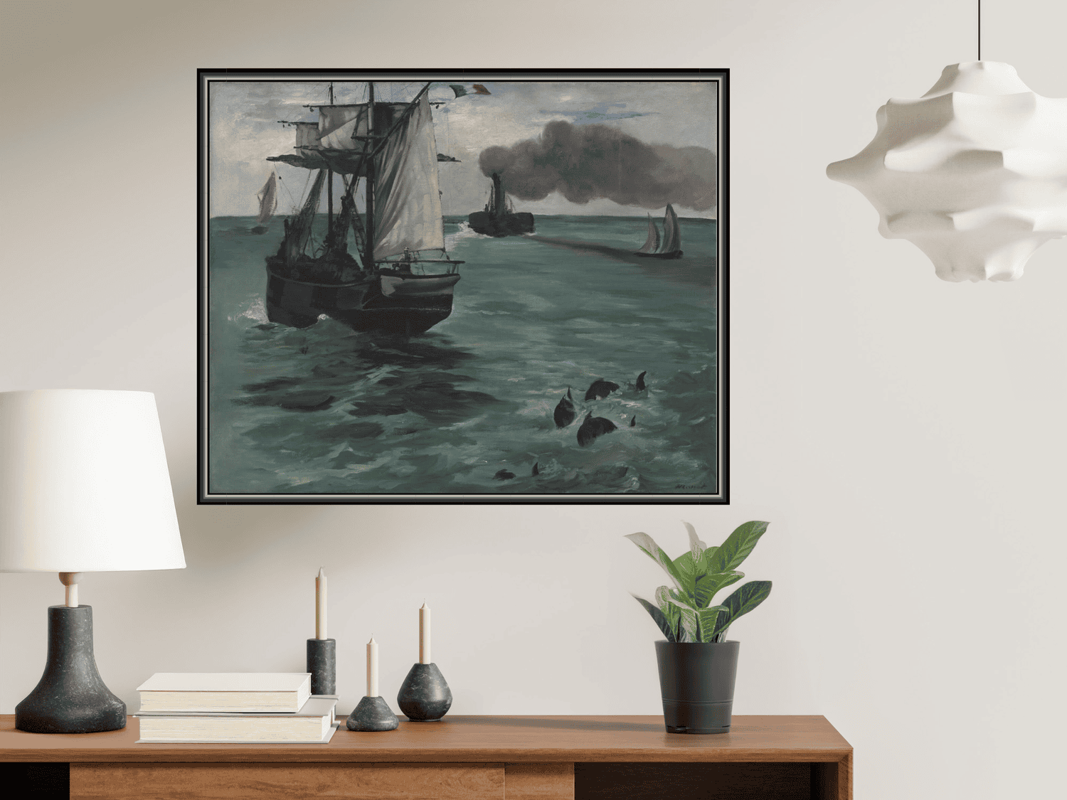 Der Dampfer, Meereslandschaft mit Schweinswalen | Édouard Manet