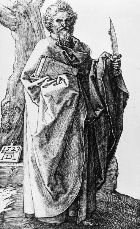 Kunstdruck „Der Apostel Bartholomäus“ von Albrecht Dürer mit würdevoller Aposteldarstellung der Renaissance