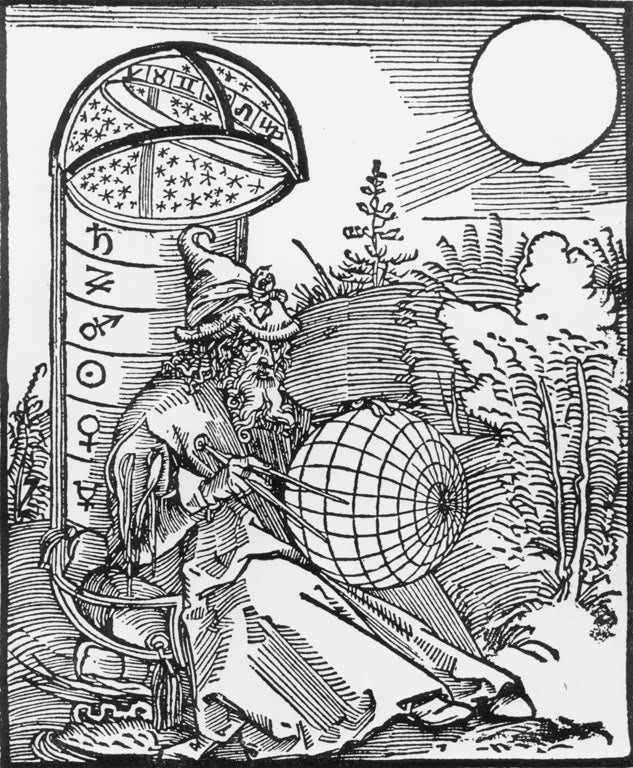 Kunstdruck „Der Astrologe“ von Albrecht Dürer mit gelehrter Figur und symbolischer Renaissance-Darstellung