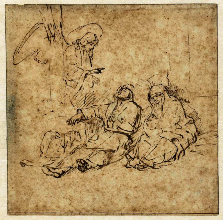 Kunstdruck „Der Engel erscheint Josef im Traum“ von Rembrandt van Rijn