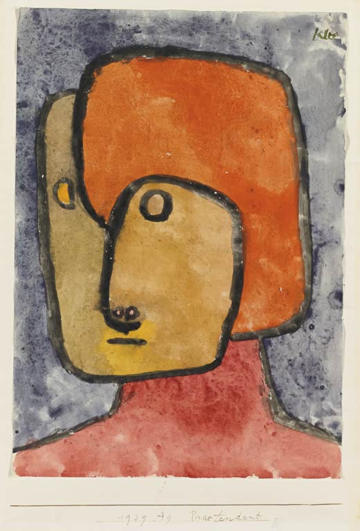Kunstdruck „Der Hochstapler“ von Paul Klee mit abstrahierter Figur und geometrischen Formen in charakteristischer Farbgestaltung