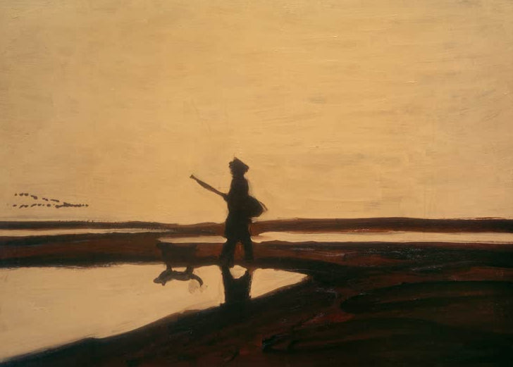 Kunstdruck „Der Jäger und sein Hund in der Camargue“ von Auguste Chabaud mit Jäger, Hund und Landschaft der Camargue