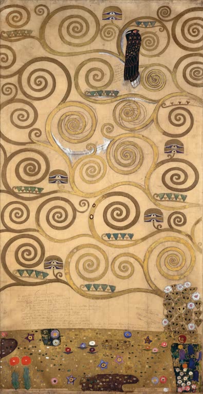 Kunstdruck des Gemäldes „Der Lebensbaum (linker innerer Teil)“ von Gustav Klimt – hochwertige Reproduktion des berühmten Jugendstil-Kunstwerks.