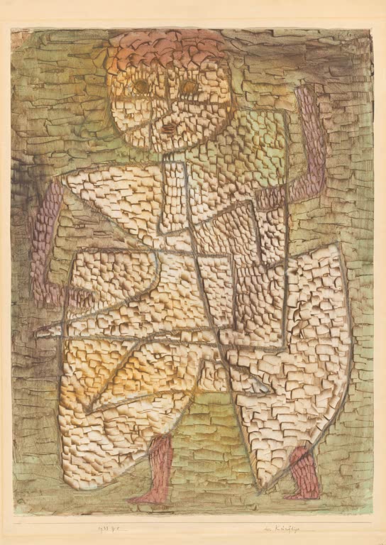 Kunstdruck „Der Mensch der Zukunft“ von Paul Klee mit abstrahierter menschlicher Figur und geometrischen Formen