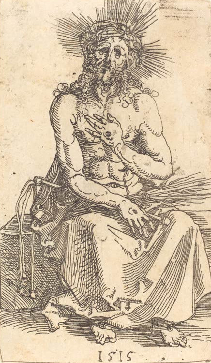 Kunstdruck „Der Schmerzensmann sitzend“ von Albrecht Dürer mit Christus als leidender Schmerzensmann