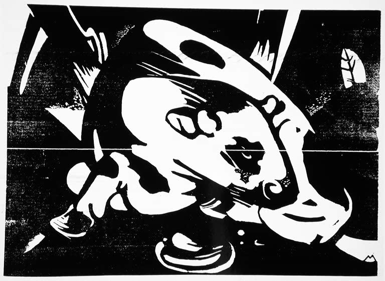 Kunstdruck des Gemäldes „Der Stier“ von Franz Marc. Hochwertig in Deutschland von Hand gefertigt, erhältlich als Poster oder Leinwand und optional gerahmt.