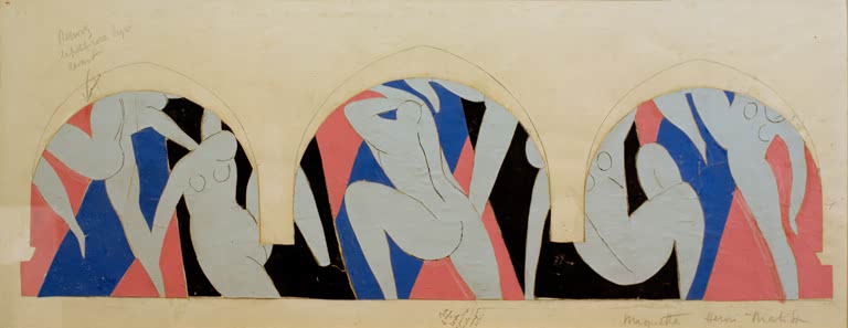 Kunstdruck des Gemäldes „Der Tanz von Paris, Gesamtentwurf“ von Henri Matisse, erhältlich als Leinwand oder Poster, optional gerahmt, in Deutschland von Hand gefertigt.