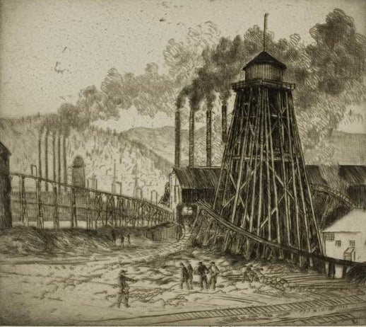 Der Wasserturm von Bror Julius Olsson Nordfeldt als Kunstdruck, handgefertigt in Deutschland, erhältlich als Poster oder Leinwand.