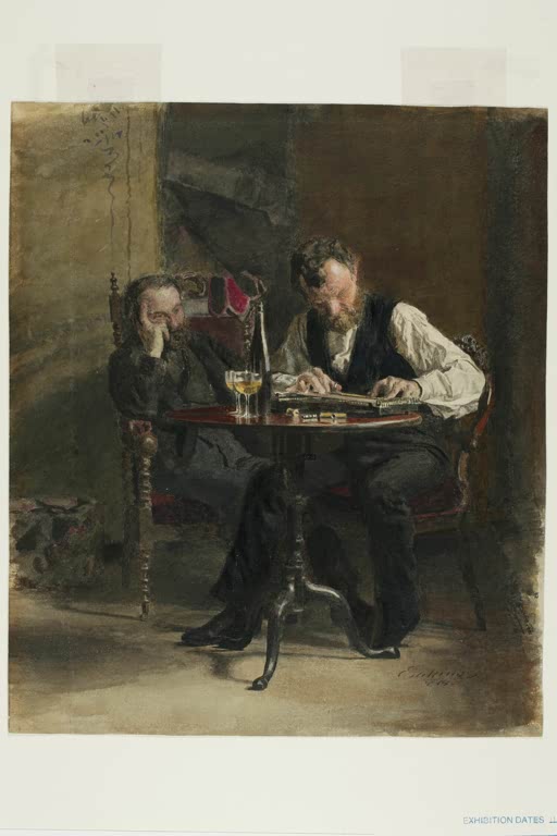 Kunstdruck des Gemäldes Der Zither-Spieler von Thomas Eakins, handgefertigt in Deutschland