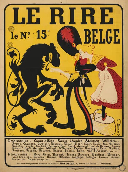 Kunstdruck „Der belgische Lacher“ von Auguste Roubille mit humoristischer Figurendarstellung