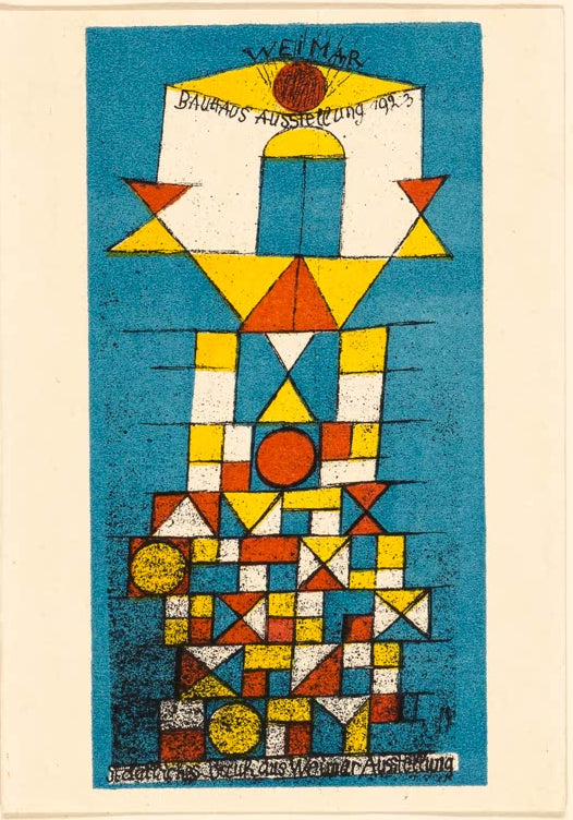 Kunstdruck von „Der erhabene Aspekt (Postkarte zur Bauhausausstellung)“ von Paul Klee mit geometrischer Komposition und abstrakter Formensprache.