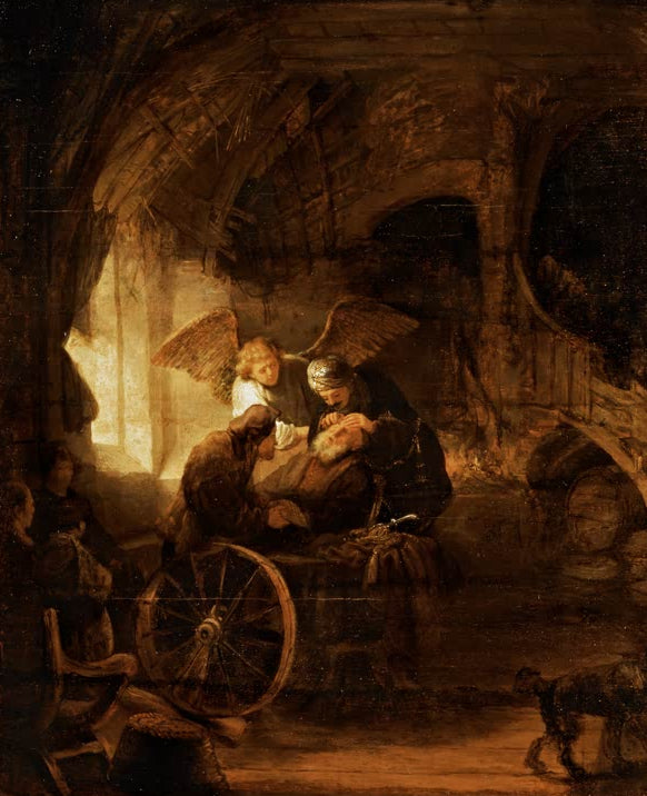Kunstdruck Der junge Tobias heilt seinen blinden Vater von Rembrandt van Rijn