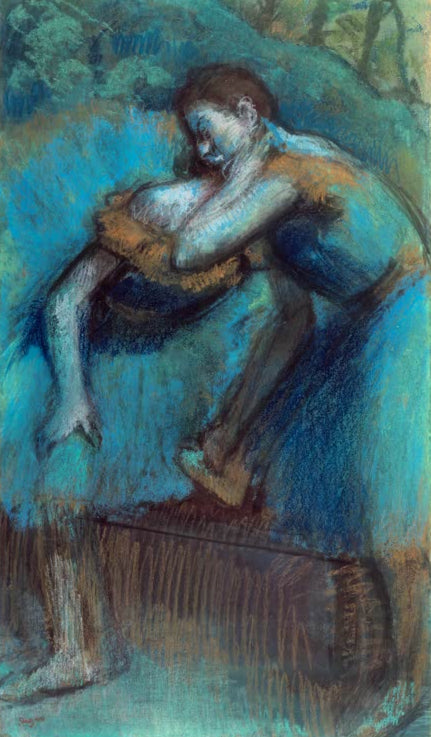 Kunstdruck des Gemäldes Deux danseuses von Edgar Degas mit zwei Balletttänzerinnen in einer Tanzszene.