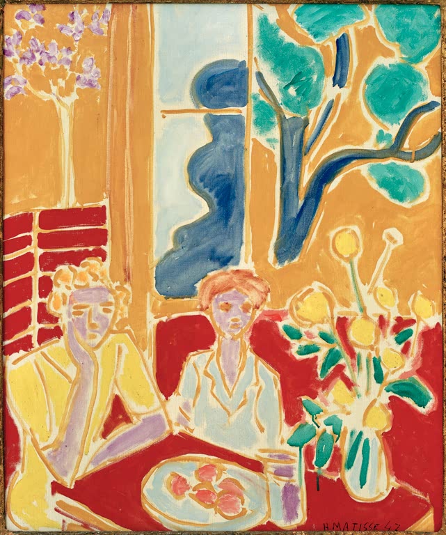 Kunstdruck des Gemäldes „Deux fillettes“ von Henri Matisse, in Deutschland von Hand gefertigt, erhältlich als Poster oder Leinwand, auf Wunsch gerahmt.