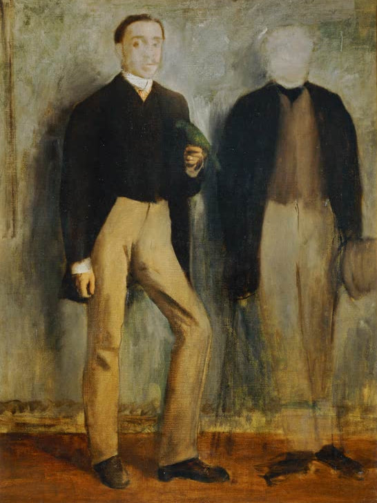 Kunstdruck von „Deux hommes en pied“ von Edgar Degas, handgefertigt in Deutschland als Leinwand oder Poster erhältlich