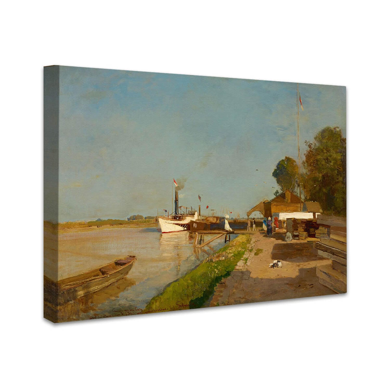 Die Dampfschiffstation an der Donau gegenüber Kaisermühlen | Emil Jakob Schindler