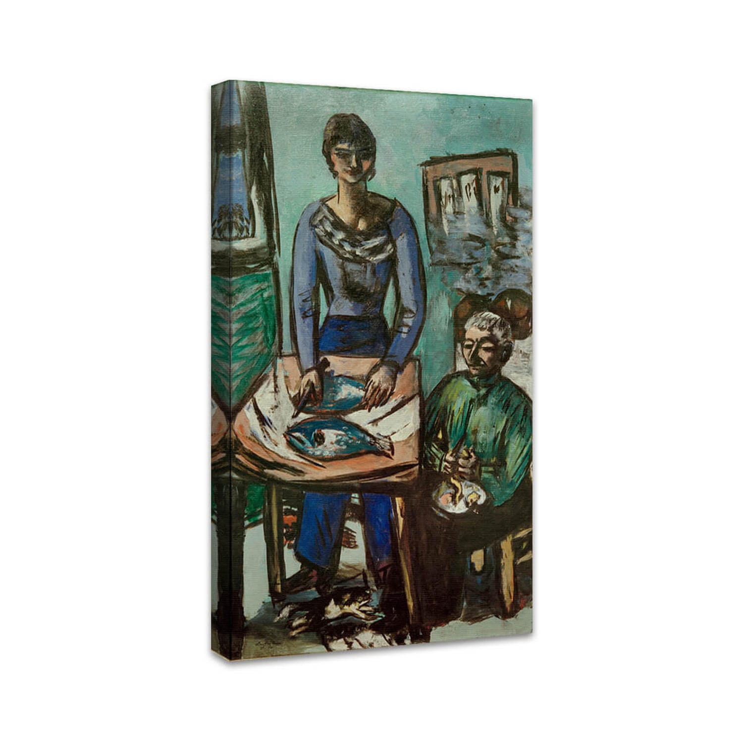 Die Küche (Quappi mit Fischen) | Max Beckmann