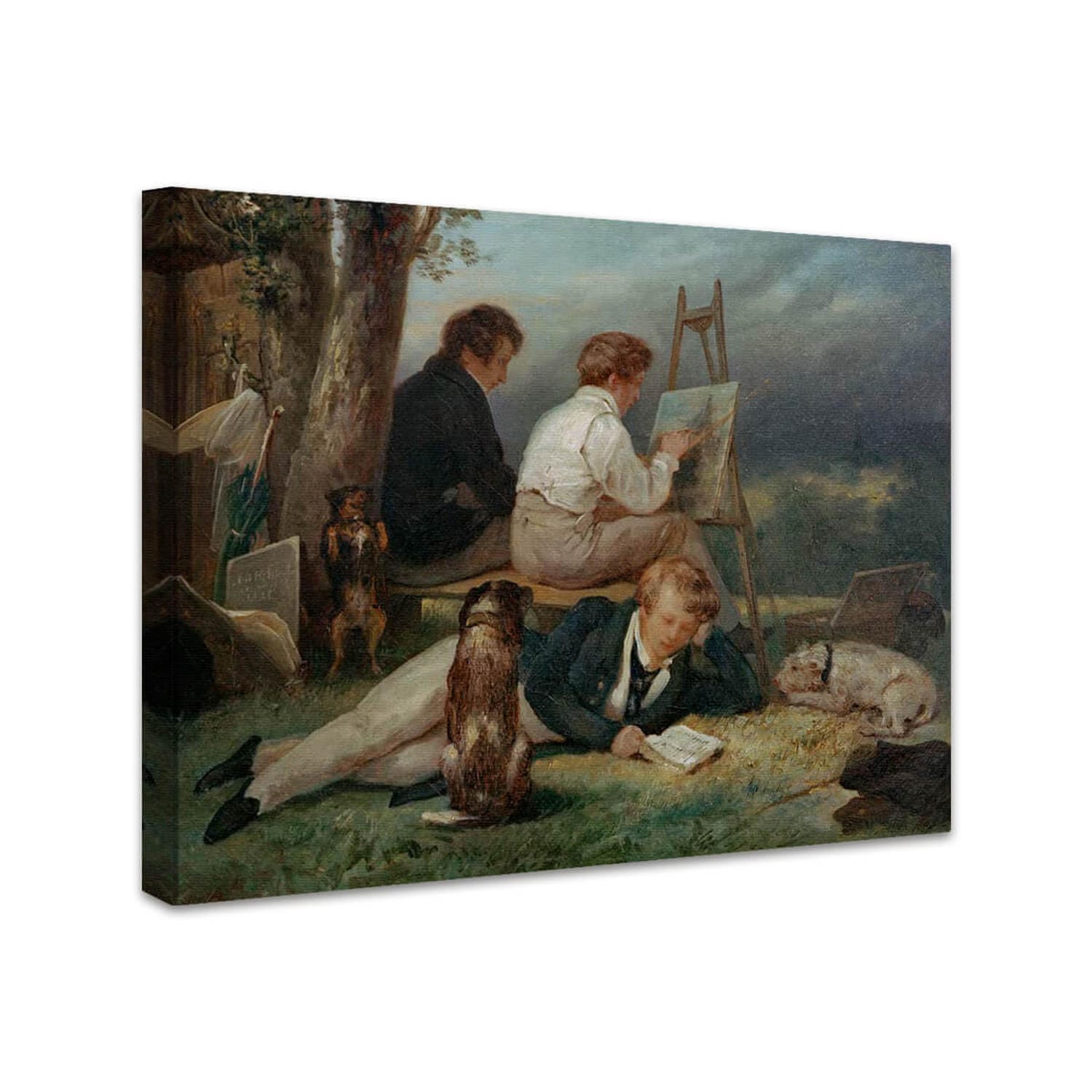 Die drei Brüder Scheffer in einer Landschaft | Ary Scheffer