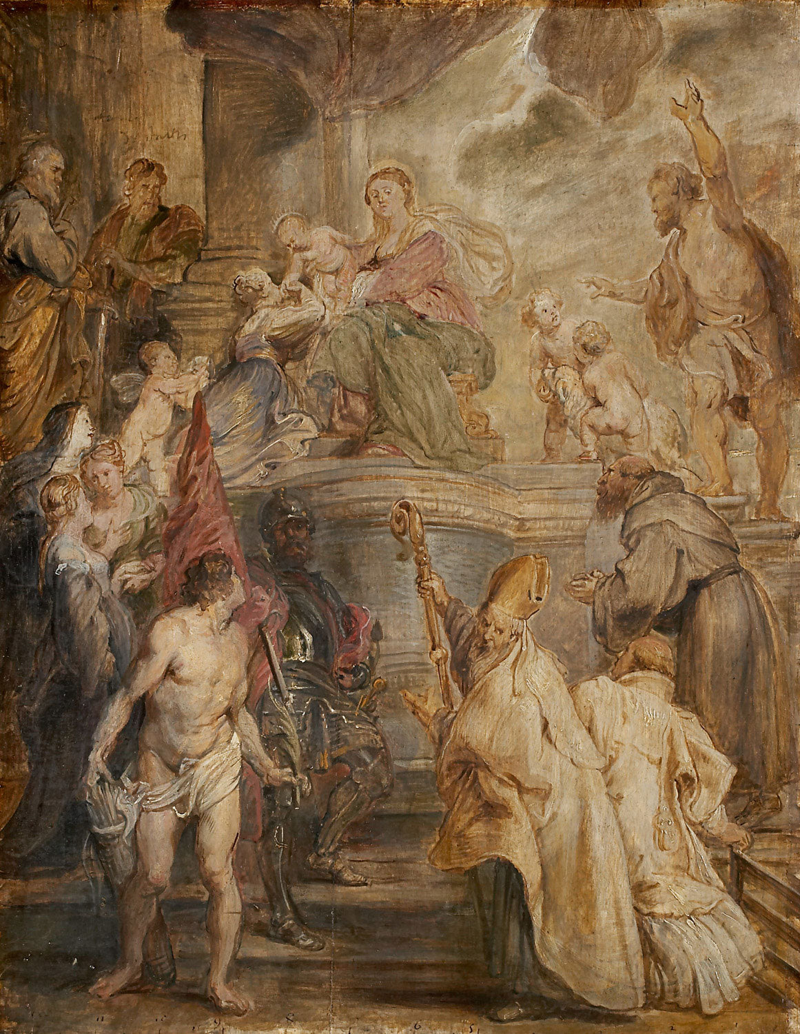 "Die mystische Vermählung der heiligen Katharina" von Peter Paul Rubens – Barocke Darstellung der heiligen Katharina, die in einer visionären Szene mystisch mit dem Jesuskind vermählt wird.