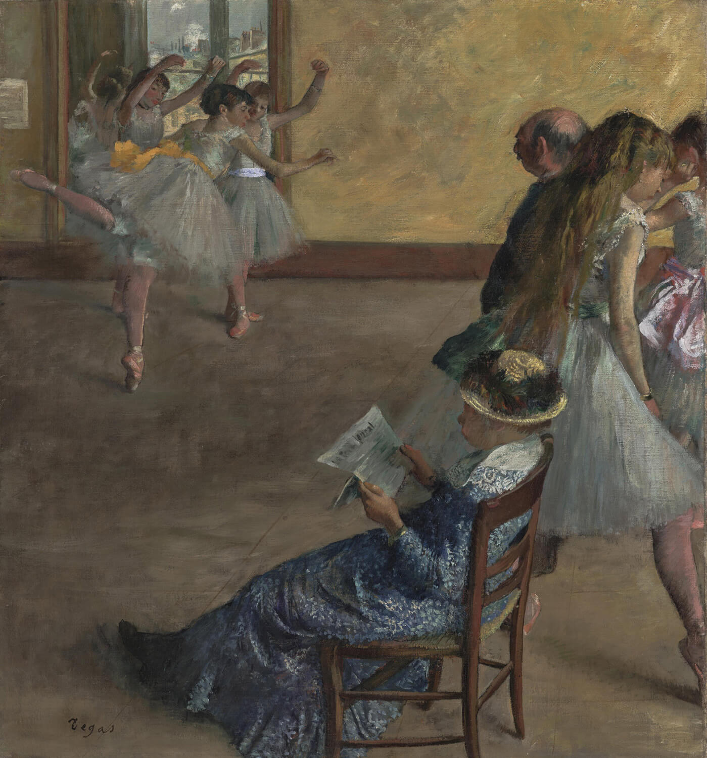 Die Ballettklasse von Edgar Degas – impressionistisches Gemälde mit jungen Tänzerinnen beim Ballettunterricht, sanfter Lichtführung und dynamischer Komposition