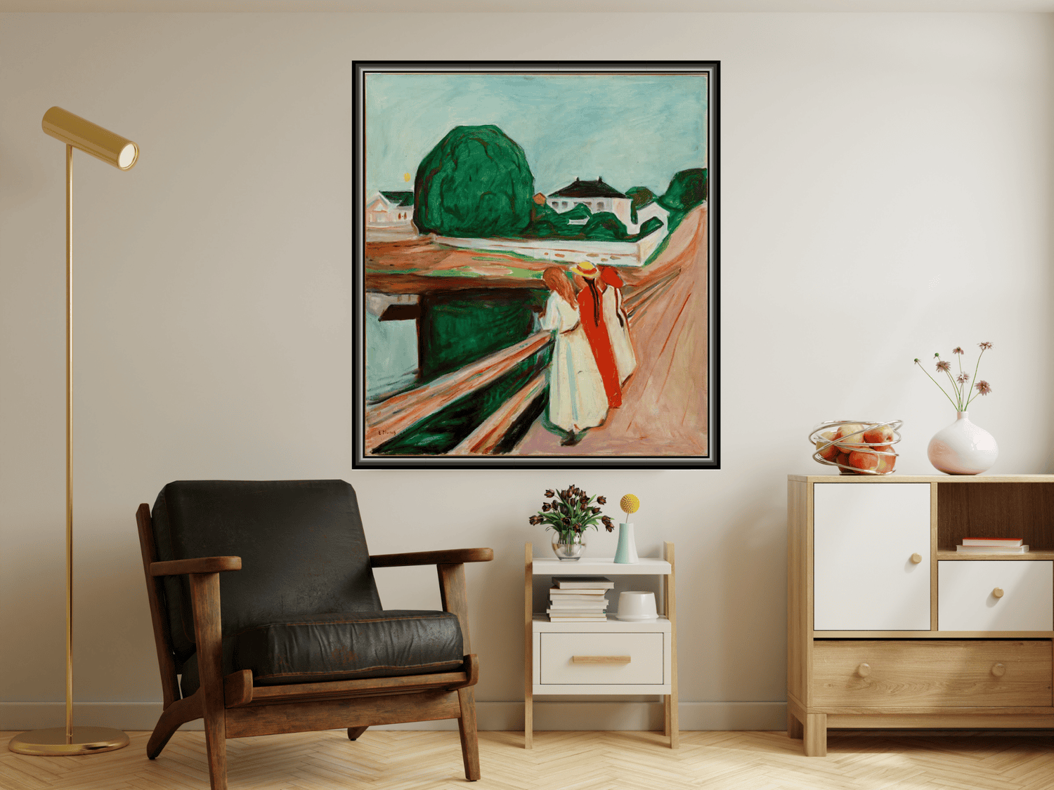 Die Mädchen auf einer Brücke | Edvard Munch