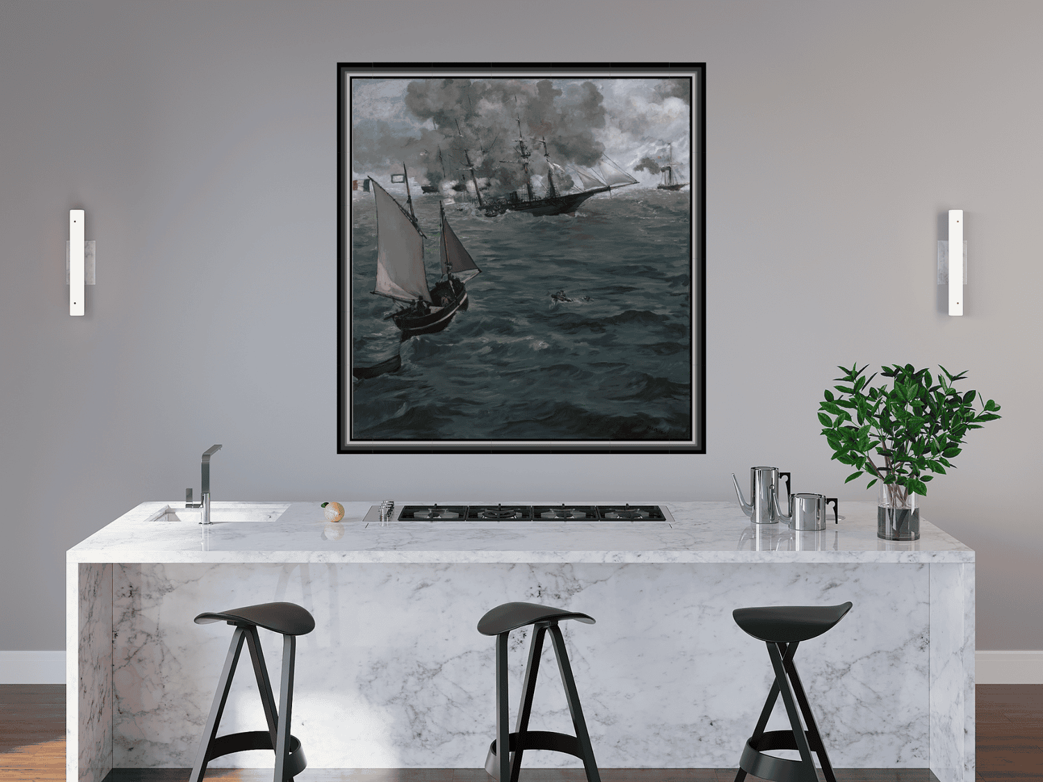 Die Schlacht der USS Kearsarge und der CSS Alabama | Édouard Manet