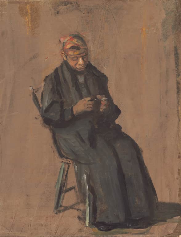 Kunstdruck des Gemäldes „Die Anstandsdame“ von Thomas Eakins. Detailreiche Reproduktion, in Deutschland von Hand gefertigt, erhältlich als Poster oder auf Leinwand.