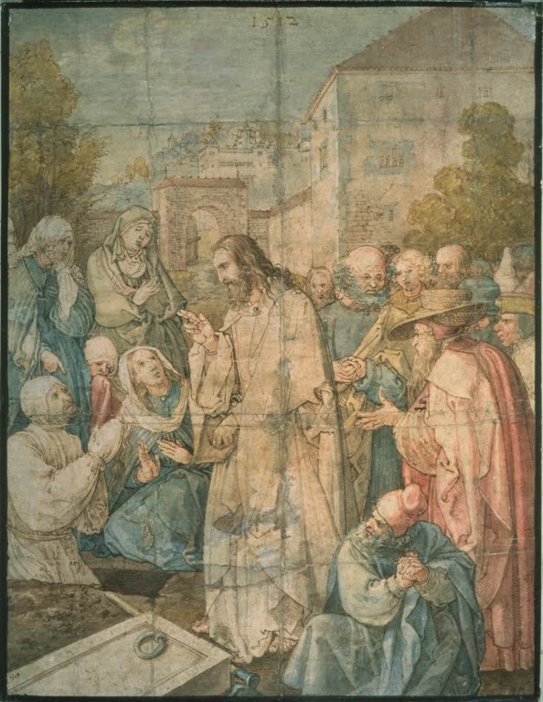 Kunstdruck von „Die Auferweckung des Lazarus“ von Albrecht Dürer. Detailreiche Renaissance-Darstellung des biblischen Wunders, in Deutschland handgefertigt.