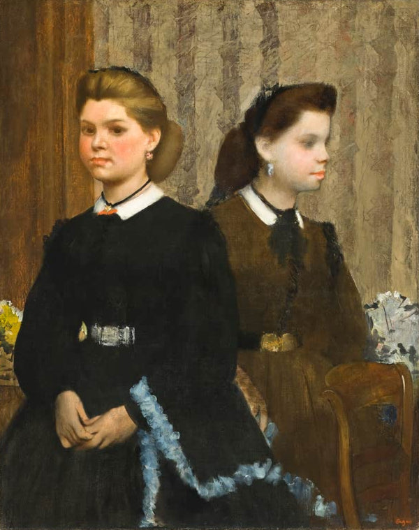 Kunstdruck des Gemäldes Die Bellelli-Schwestern (Giovanna und Giuliana Bellelli) von Edgar Degas mit den Schwestern Giovanna und Giuliana Bellelli als Porträt.