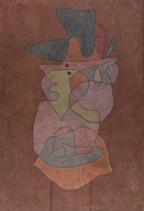 Kunstdruck „Die Dame Dämon“ von Paul Klee mit abstrahierter weiblicher Figur und dämonischer Ausstrahlung