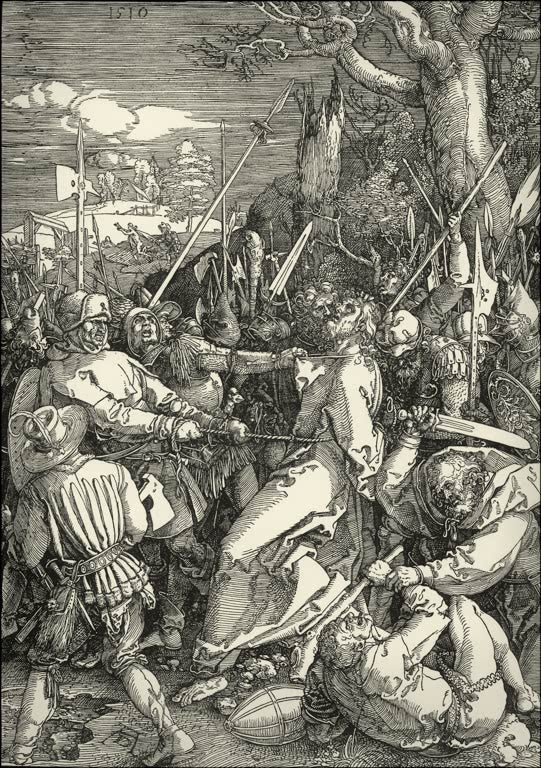 Kunstdruck des Gemäldes „Die Gefangennahme Christi“ von Albrecht Dürer. Hochwertiger Fine-Art-Druck, in Deutschland per Hand gefertigt, auf Leinwand oder als Poster erhältlich.