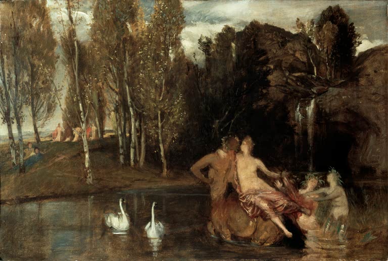 Kunstdruck von „Die Gefilde der Seligen“ von Arnold Böcklin mit idealisierter Landschaft, mythologischer Stimmung und ruhiger Naturkulisse