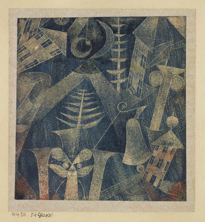 Kunstdruck „Die Glocke!“ von Paul Klee mit abstrakter Komposition und charakteristischer Farbgestaltung