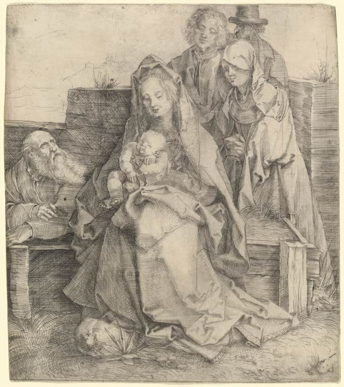 Kunstdruck „Die Heilige Familie“ von Albrecht Dürer mit Maria, Josef und dem Christuskind in religiöser Szene