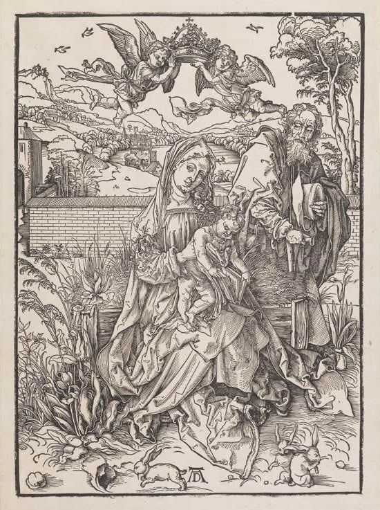 Kunstdruck „Die Heilige Familie mit den drei Hasen“ von Albrecht Dürer