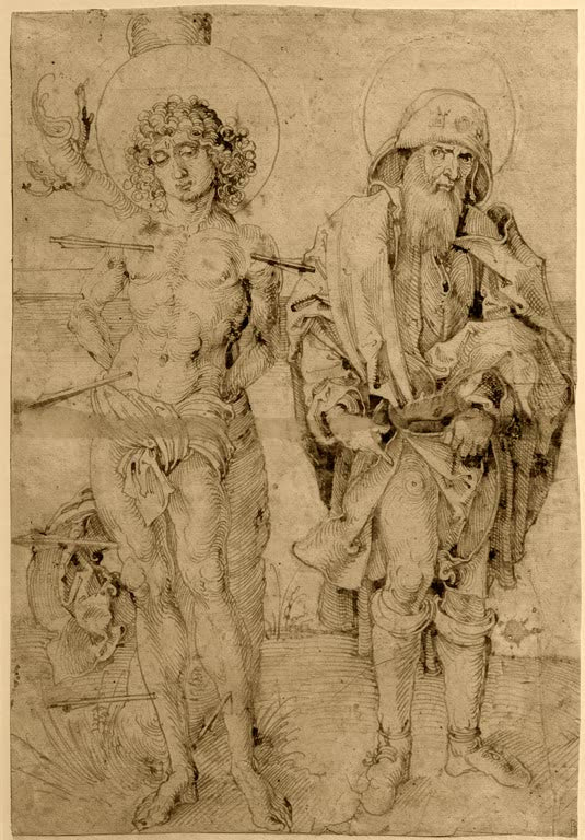 Kunstdruck von „Die Heiligen Sebastian und Rochus“ von Albrecht Dürer. Detailreiche Renaissance-Darstellung der beiden Heiligen, in Deutschland handgefertigt.