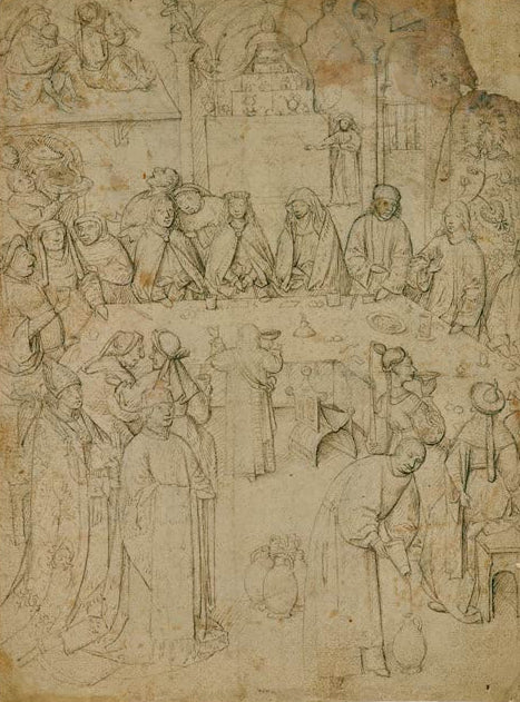 Kunstdruck „Die Hochzeit zu Kana“ von Hieronymus Bosch mit biblischer Festmahlszene und detailreicher Komposition