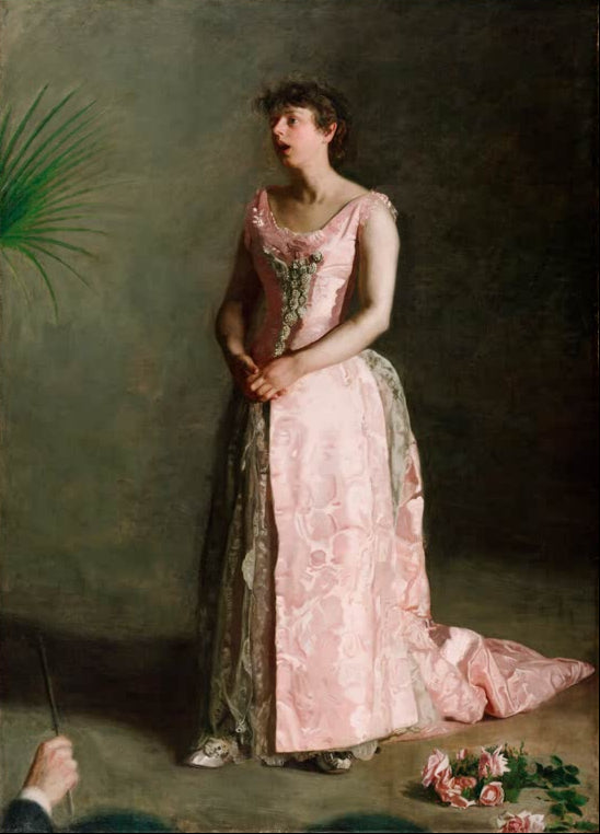 Kunstdruck des Gemäldes Die Konzertsängerin (Weda Cook) von Thomas Eakins, handgefertigt in Deutschland