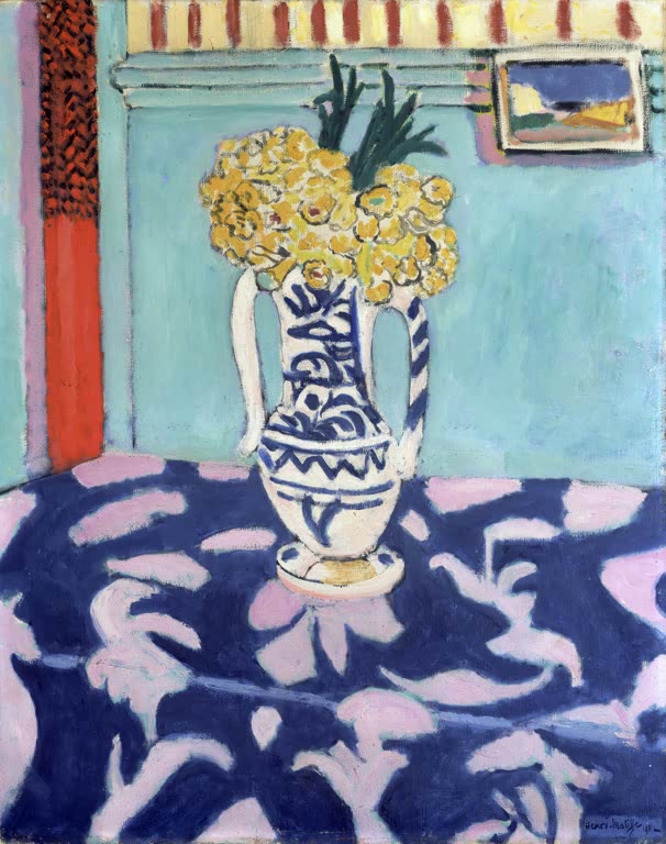Kunstdruck des Gemäldes „Die Kuckucke, blauer und rosa Teppich“ von Henri Matisse – hochwertiger Kunstdruck, erhältlich als Poster oder auf Leinwand.