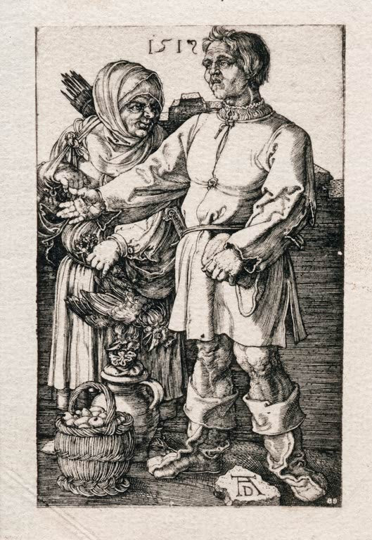 Kunstdruck des Motivs „Die Marktbauern“ von Albrecht Dürer in hochwertiger Druckqualität. Erhältlich als Poster oder auf Leinwand, optional auch gerahmt.