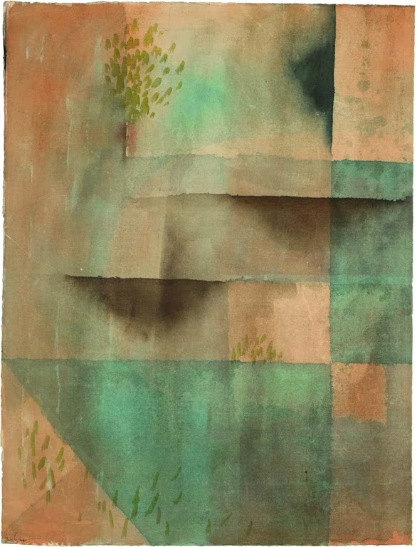 Kunstdruck „Die Mauer“ von Paul Klee mit abstrakter Darstellung einer Mauer und geometrischen Formen

