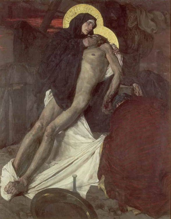 Kunstdruck „Die Passion der Jungfrau Maria“ von Robert Pougheon mit religiöser Darstellung der Jungfrau Maria