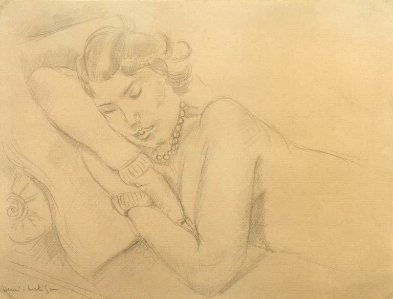 Kunstdruck des Gemäldes „Die Schlafende“ von Henri Matisse, erhältlich als Poster oder Leinwand, optional gerahmt, in Deutschland von Hand gefertigt.