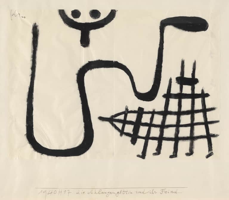 Kunstdruck „Die Schlangengöttin und ihr Feind“ von Paul Klee