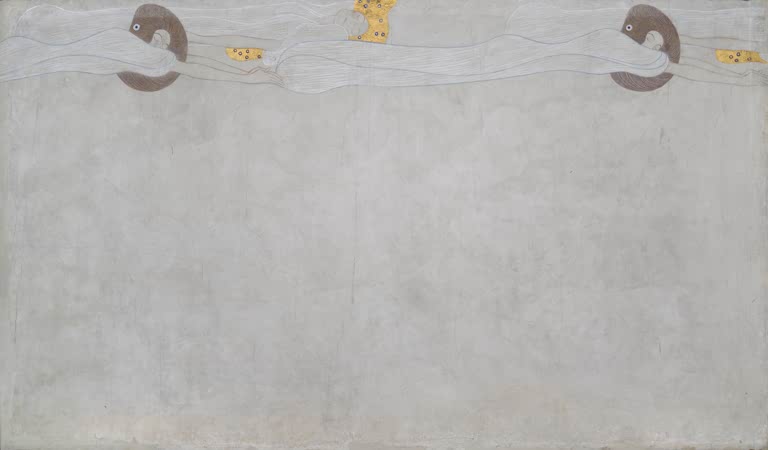 Kunstdruck des Gemäldes „Die Sehnsucht nach Glück“ von Gustav Klimt – hochwertige Reproduktion eines symbolistischen Jugendstil-Kunstwerks.