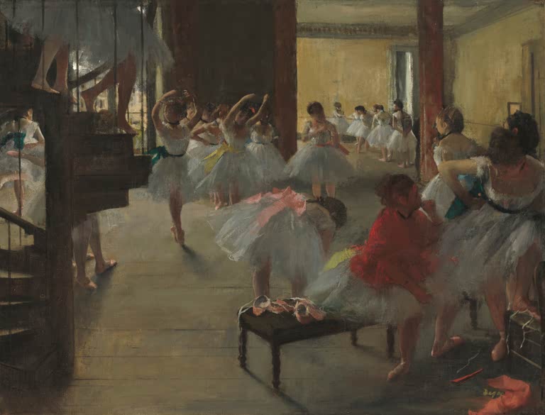 Kunstdruck von „Die Tanzklasse“ von Edgar Degas, handgefertigt in Deutschland als Leinwand oder Poster erhältlich