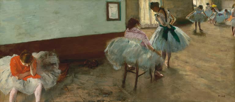 Kunstdruck des Gemäldes „Die Tanzstunde“ von Edgar Degas, detailgetreu umgesetzt und hochwertig in Deutschland produziert.