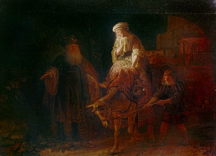 Kunstdruck Die Verstoßung der Hagar von Rembrandt van Rijn