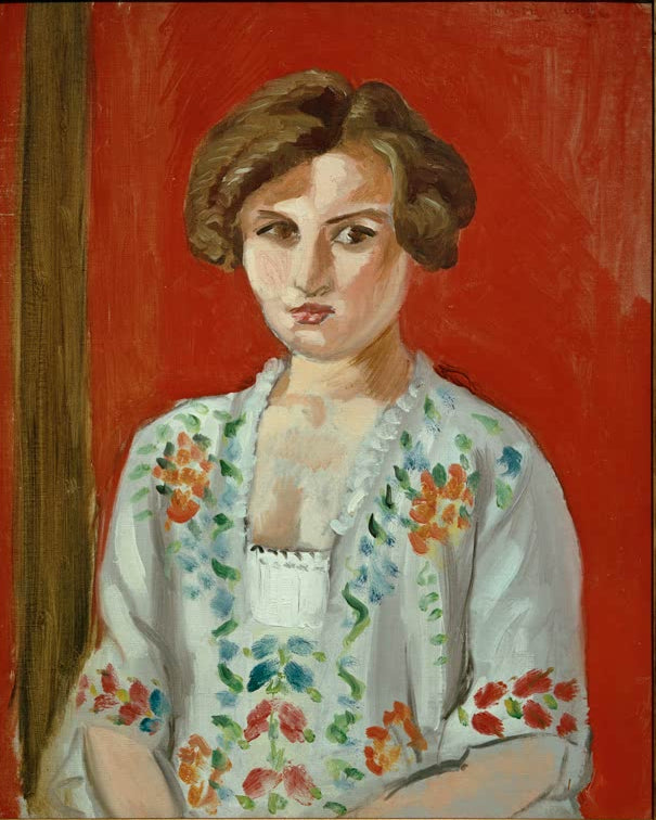 Kunstdruck des Gemäldes „Die bulgarische Bluse“ von Henri Matisse, erhältlich als Poster oder Leinwand, optional gerahmt, in Deutschland von Hand gefertigt.